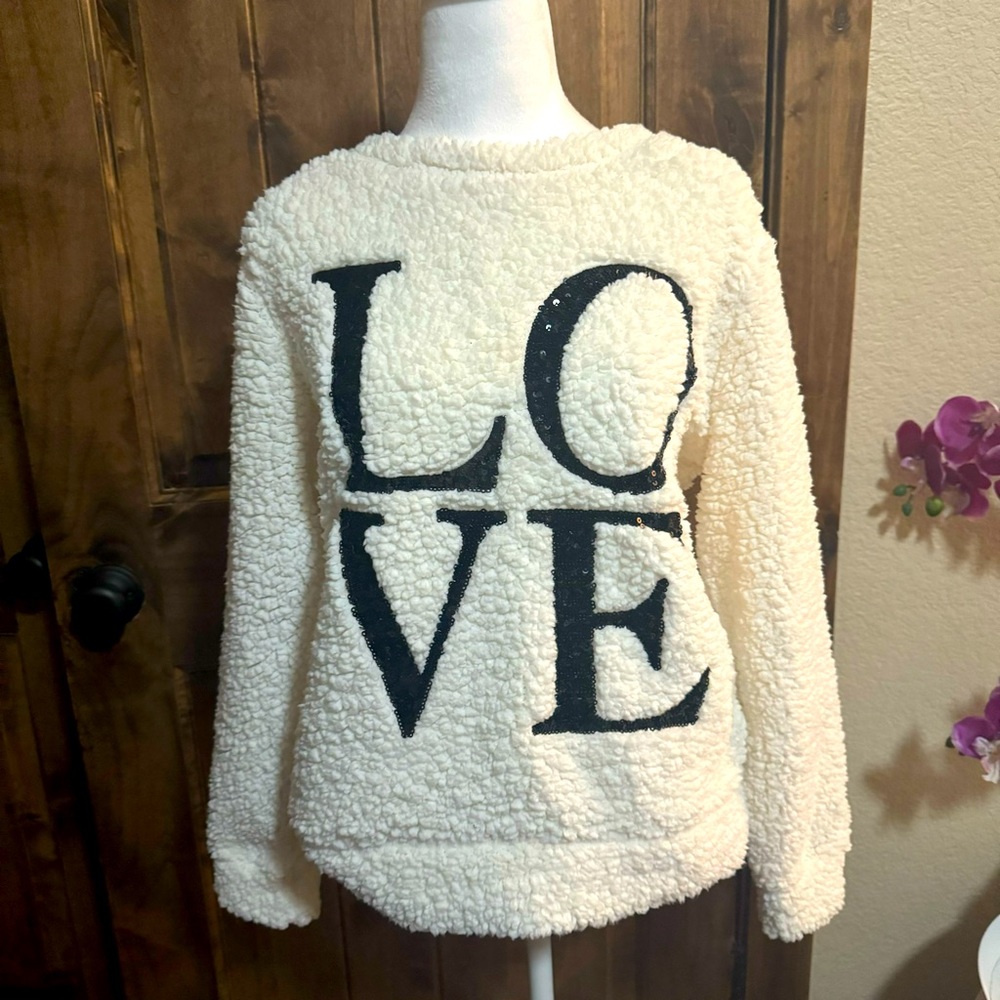 Teddy Sequined "LOVE" Warm Sweater